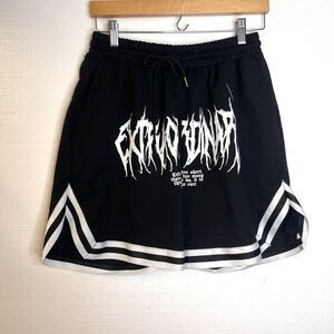 Romwe Black & White Mens Skeleton Letter Elastic Waist Track Shorts size large